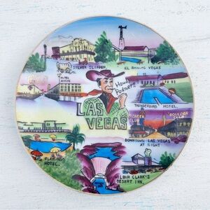 Vintage Las Vegas Hand Painted Wales Porcelain Souvenir Plate Japan